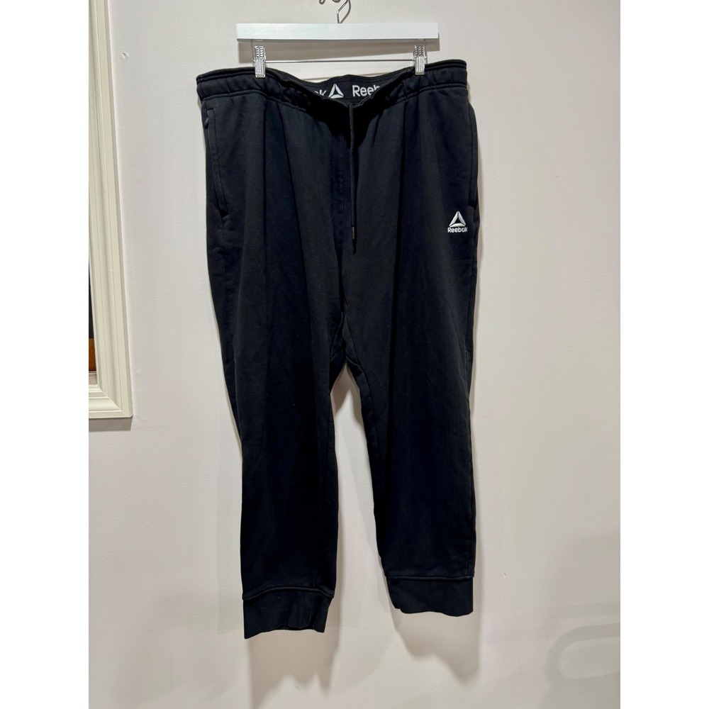 Reebok Mens Fleece Joggers Black Delta Logo Sweatpants 2XL